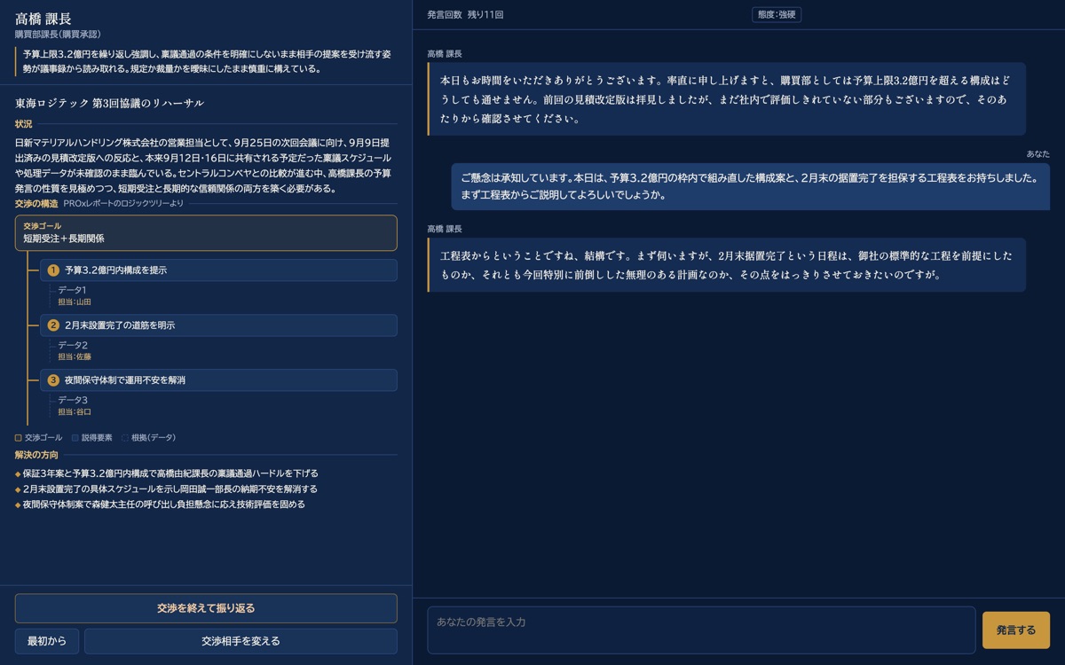事前シミュレーションの画面例